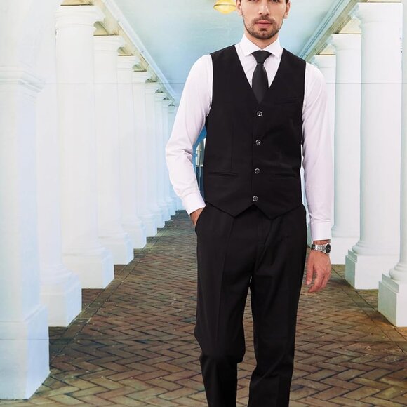 Versatile Black Slim Fit 3-Piece Suit Set for Men - Perfect for Any Occasion - Picture 6 of 6